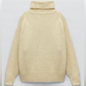 Zara Soft Knit Turtleneck Sweater – Butter Yellow – Size S